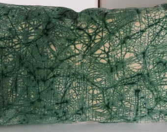 Green on Gold Pillow Cover, Lumber Pillow, Green Throw Pillow, Batik Crackle Pillow, 12 x 20 Abstract Pillow Cover, Abstract Pillow Cover