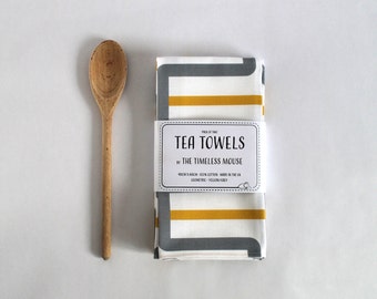 Tea Towels - Grey and Yellow - Geometric - Kitchen Towels - 100% Cotton