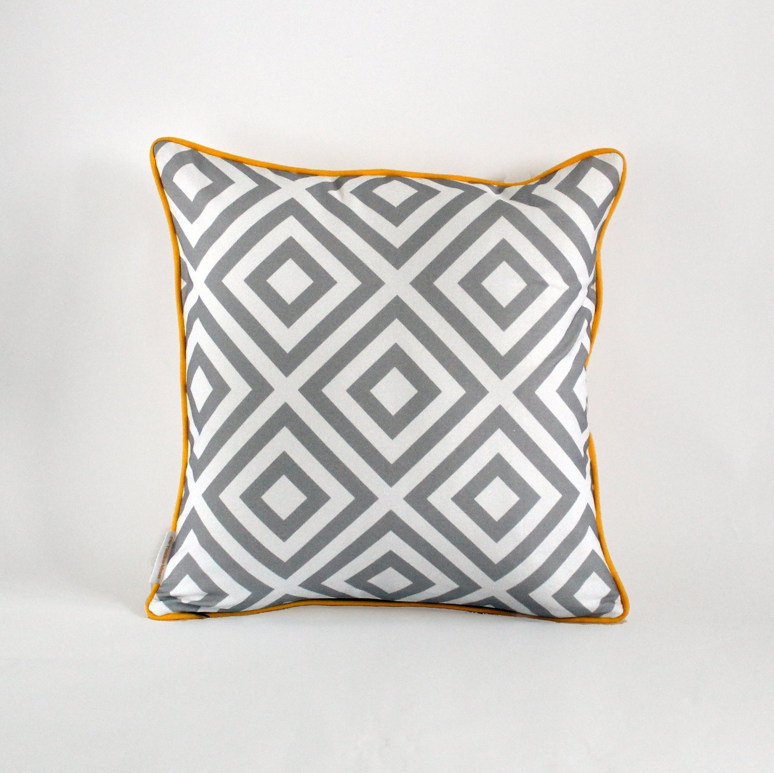 Set of 4 Yellow and Grey Geometric Cushions 45cm X 45cm Cotton Etsy