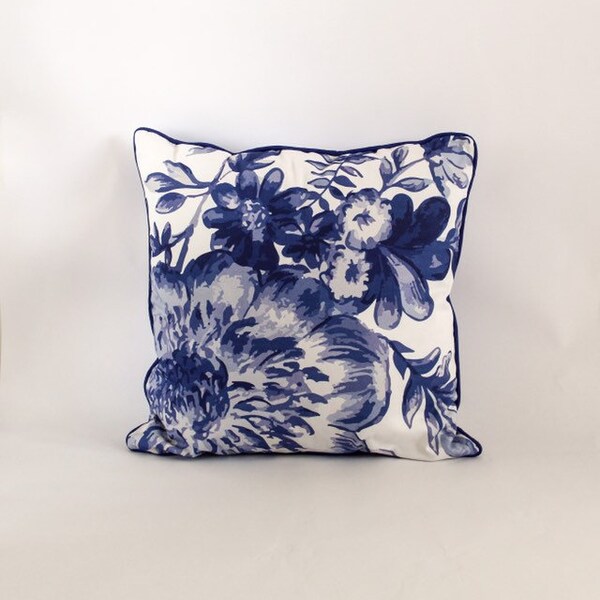 Blue and White Floral Scatter Cushion - 45cm x 45cm Cotton