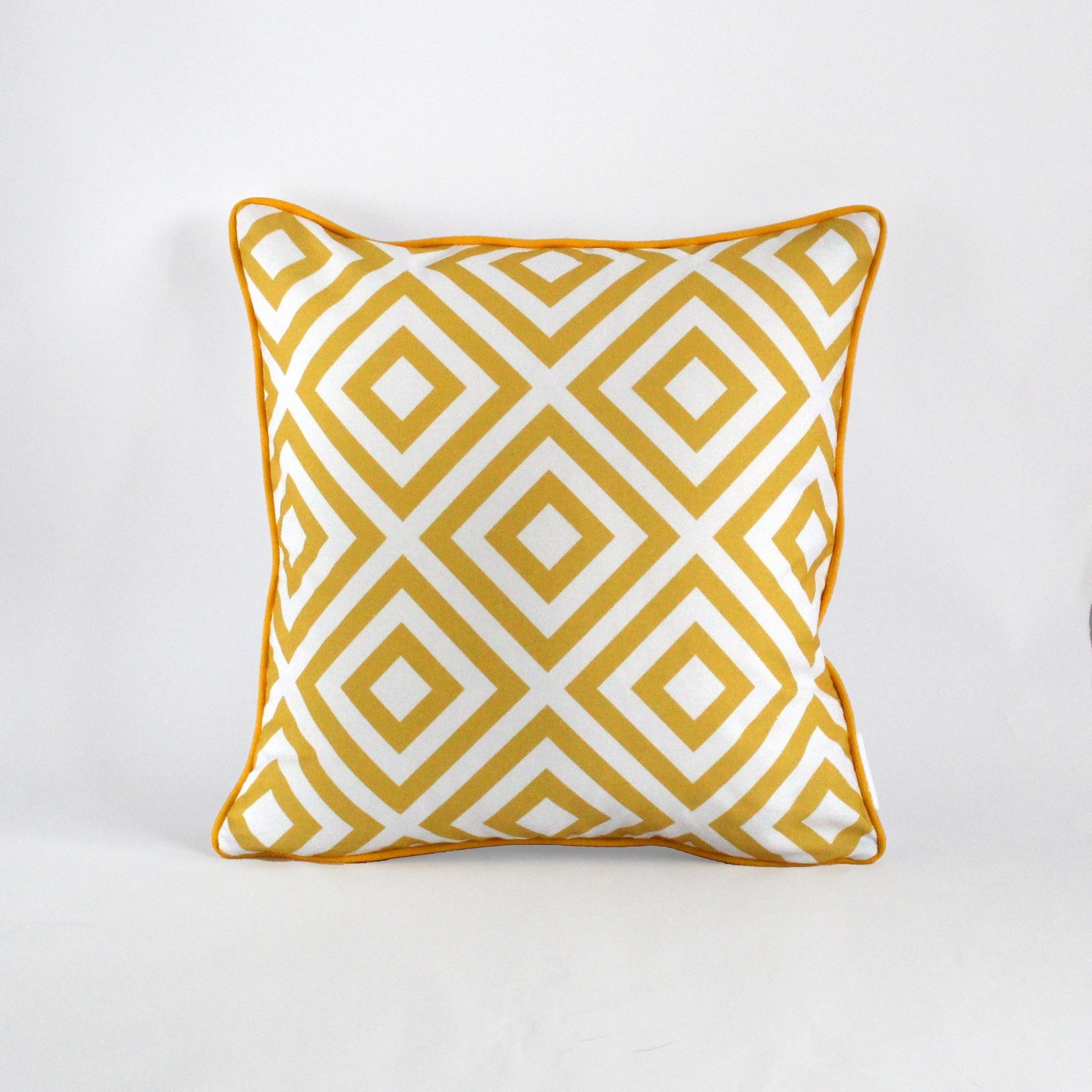 Set of 4 Yellow and Grey Geometric Cushions 45cm X 45cm Cotton Etsy