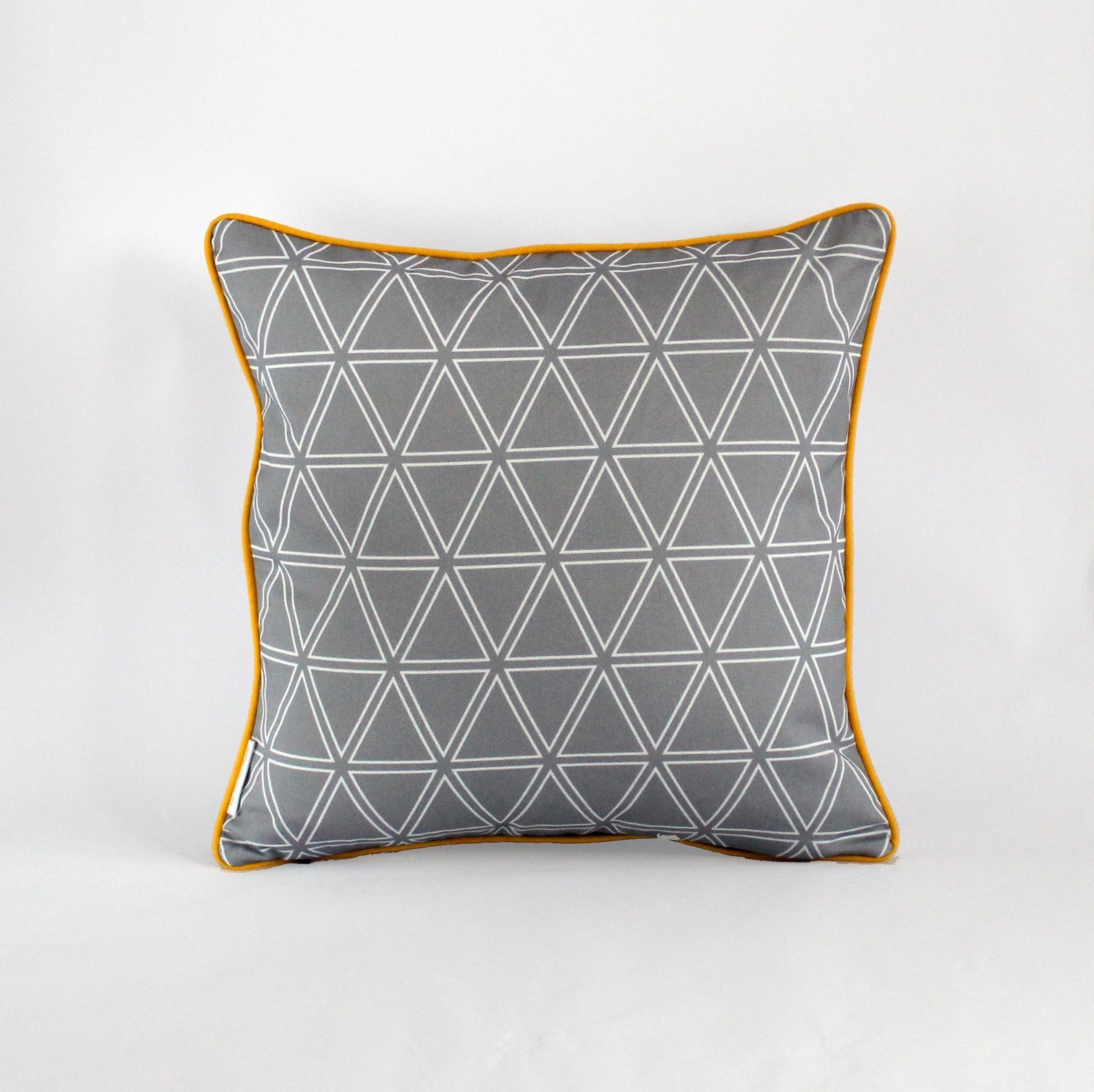 Set of 4 Yellow and Grey Geometric Cushions 45cm X 45cm Cotton Etsy