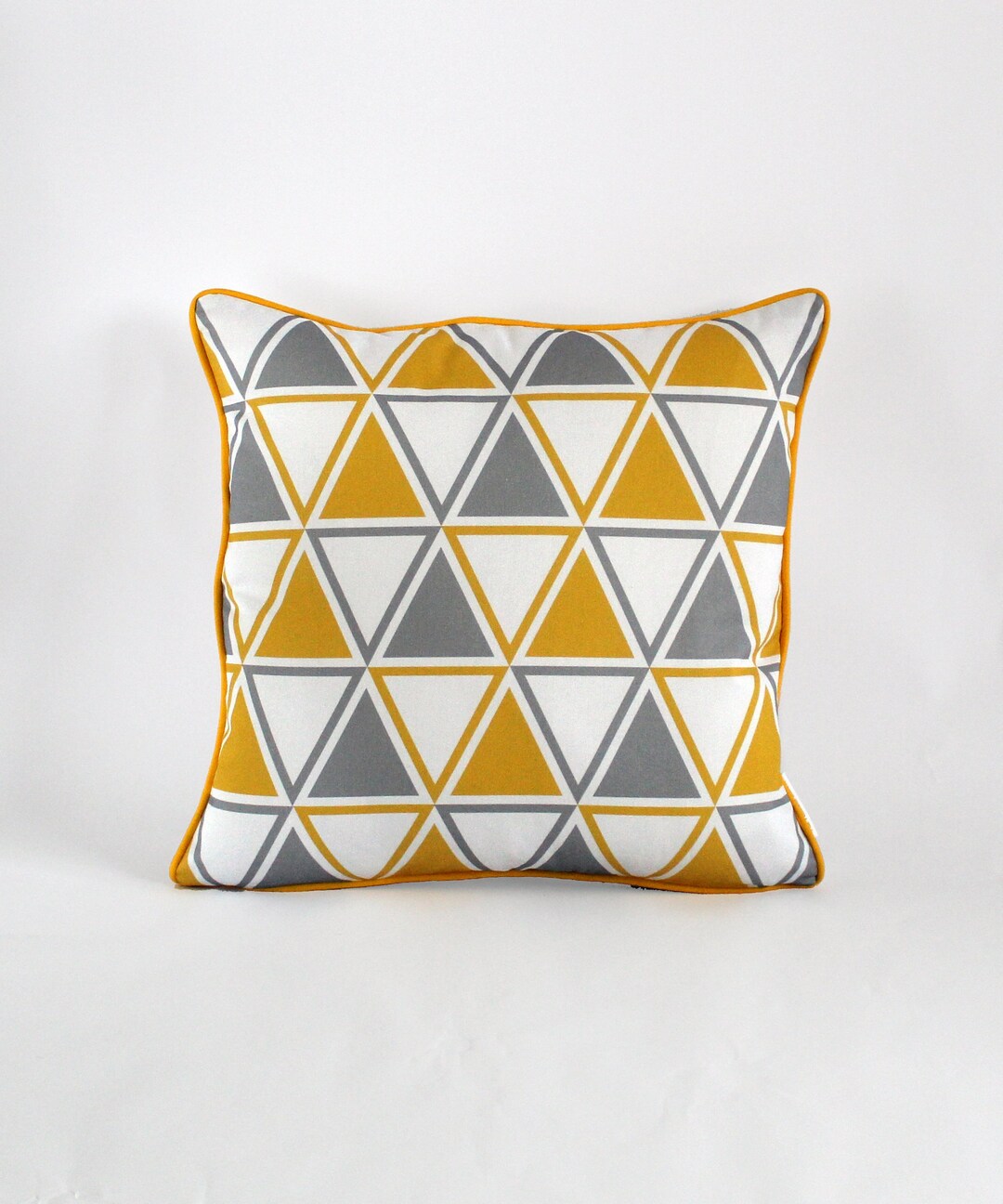 Mustard Yellow and Grey Geometric Cushion 45cm X 45cm Cotton Etsy