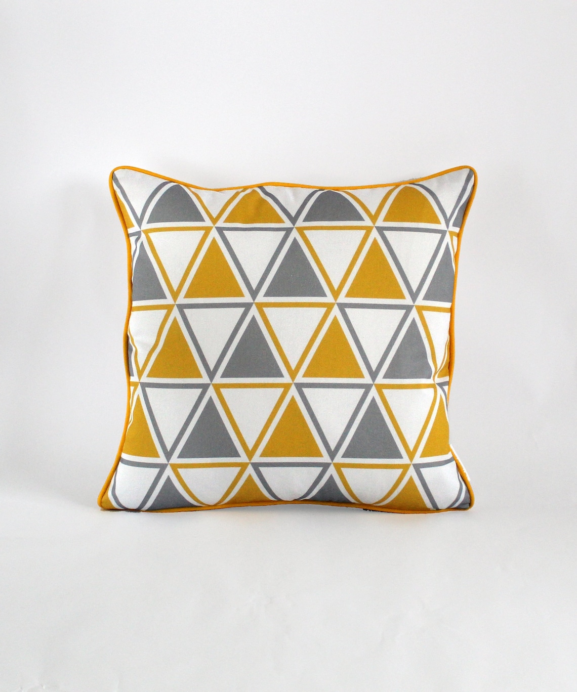 Mustard Yellow and Grey Geometric Cushion 45cm X 45cm Cotton Etsy