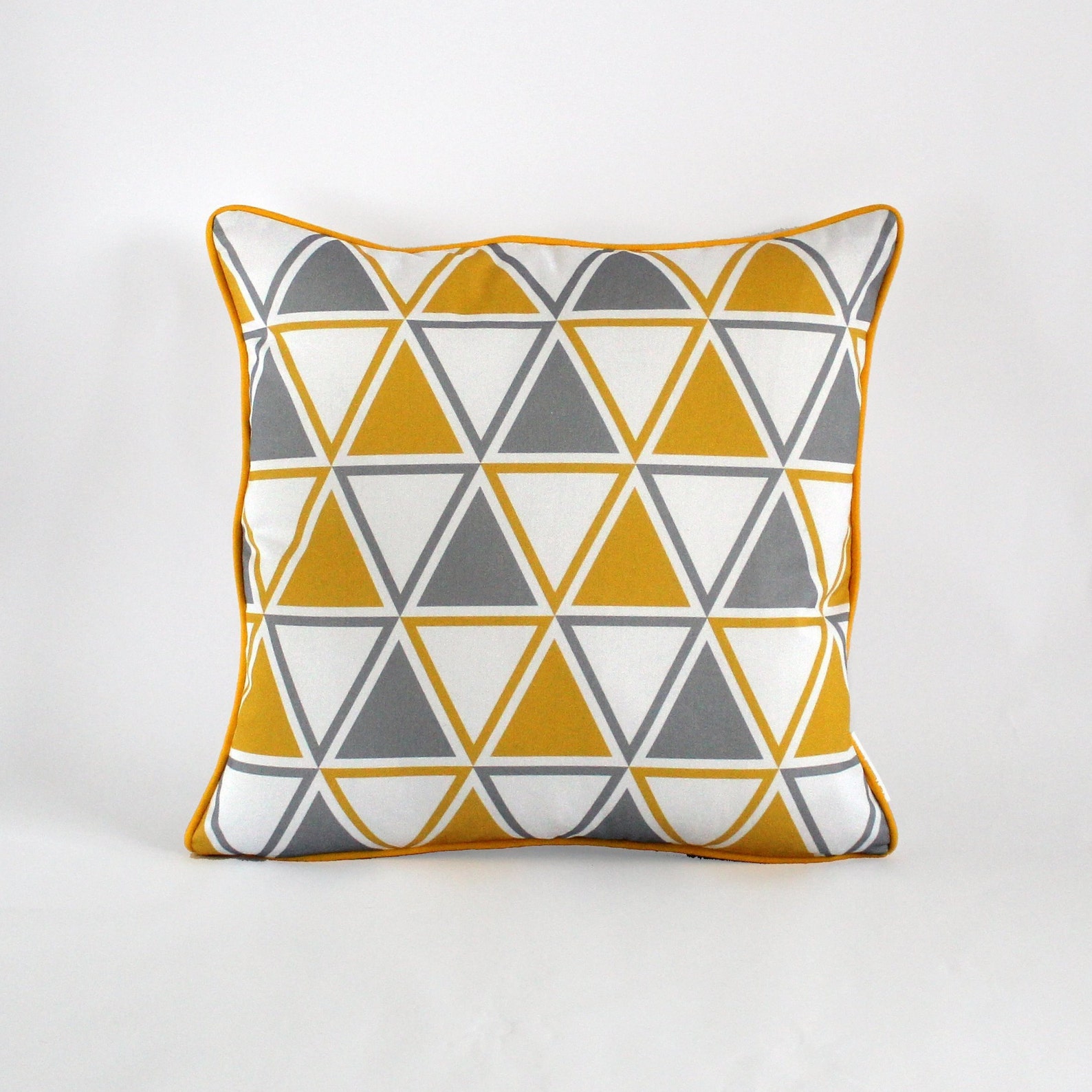 Set of 4 Yellow and Grey Geometric Cushions 45cm X 45cm Cotton Etsy