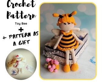 SALE!!! CROCHET PATTERN bee / Amigurumi Tutorial - Toy Bee  doll  (English) - Pattern Angel as gift