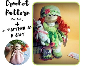 Sale!!!   CROCHET PATTERN FAIRY / Amigurumi Tutorial - Big Doll Fairy  +  little bunny (English) - Pattern Bunny as gift