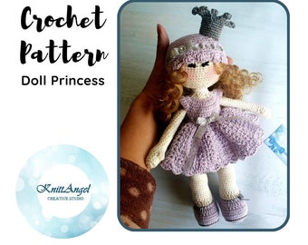 CROCHET PATTERN PRINCESS -  Amigurumi Tutorial - Doll  Princess  - Crochet doll