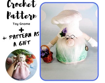 SALE!!! CROCHET PATTERN gnome / Amigurumi Tutorial - Toy  Gnome - Chef   (Enhlish) - Pattern Bunny as gift