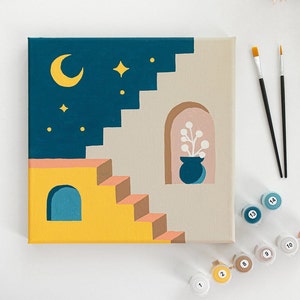 Mediterranean Steps Paint by Number - Paint by Number Kit Adult | DIY Acrylic Painting | DIY Kit - paint and sip