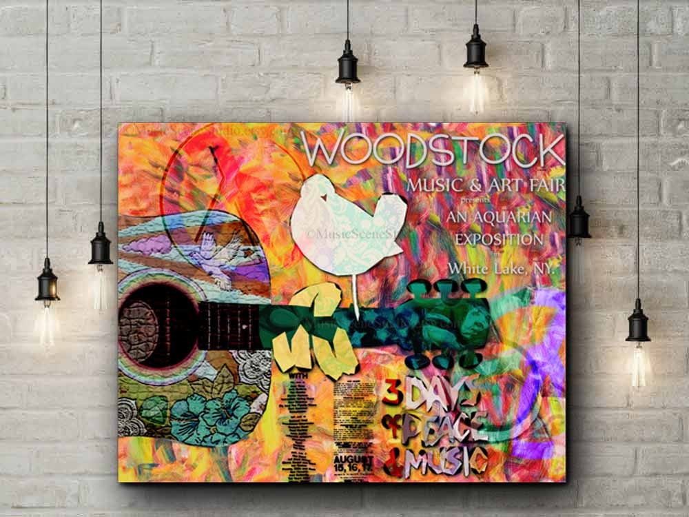 Woodstock Canvas 60s Music Hippie Wall Art Hippie Decor Etsy