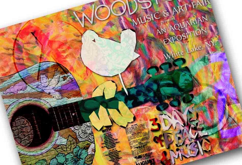 Woodstock Canvas 60s Music Hippie Wall Art Hippie Decor Etsy