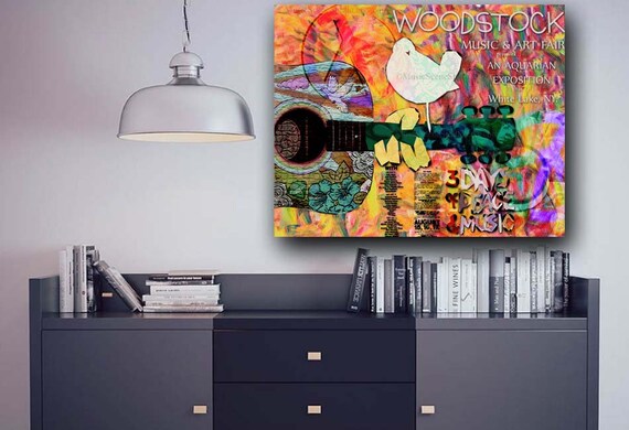 Woodstock Canvas 60s Music Hippie Wall Art Hippie Decor Etsy