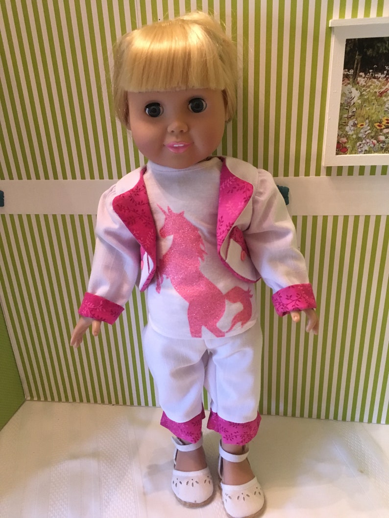 American Girl 18 Doll Summer White Linen Jacket and Pants Set