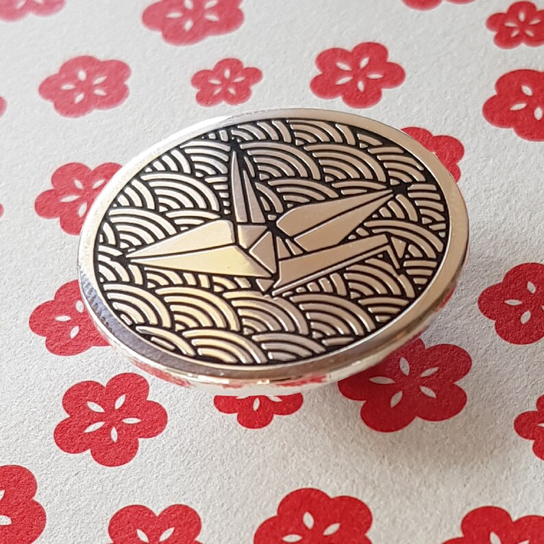 Origami Crane Hard Enamel Pin Lapel Pin Etsy