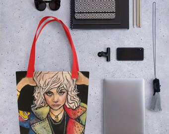 Punk gift/Tote bag/ Punk purse/ Graphic art bag/ female gift/ Hairstylist gift/Blondie /Latina owned business/art merch