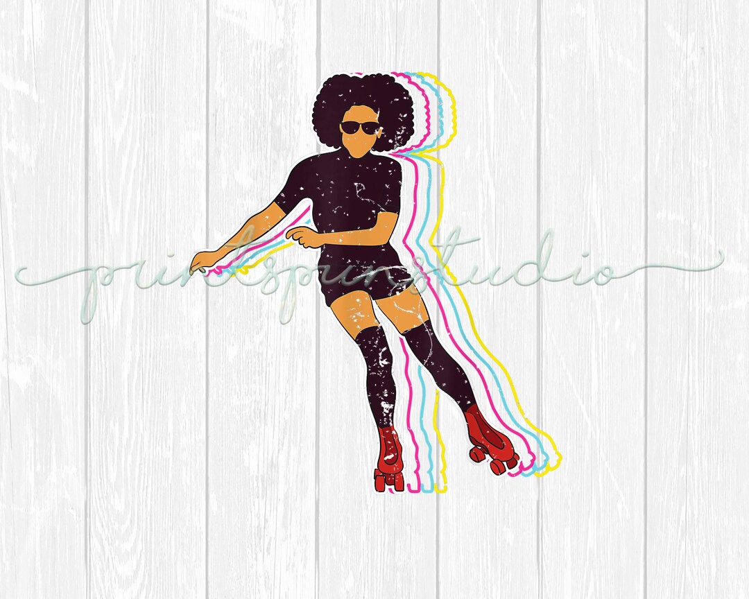 Black Girl Roller Skating Heat Transfers Afro Queen Etsy