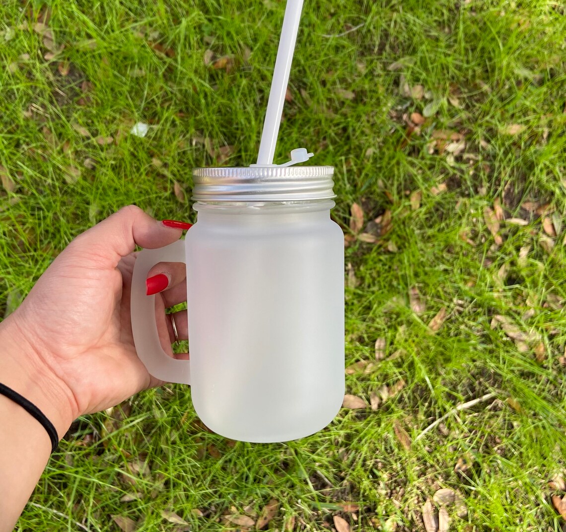 12 oz. Bulk Frosted Sublimation Mason Jar Mug with Straw Blank Etsy