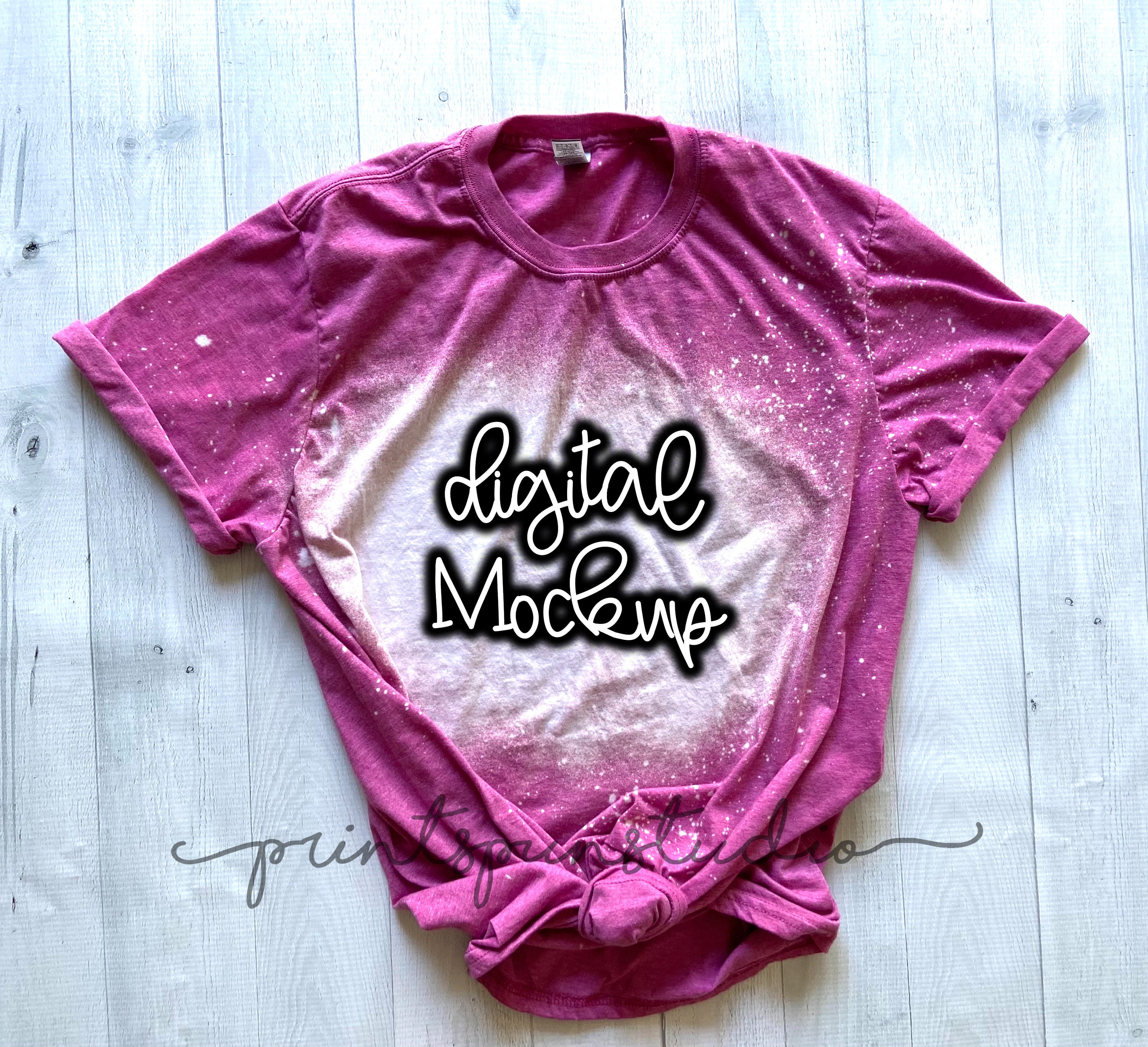 Download Bleached Gildan 6400 Adult SoftStyle Heather Berry Mockup ...