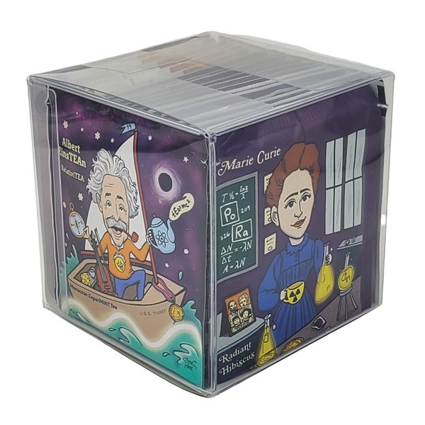ScienTEAist (Scientist) VarieTEA Organic Tea Sampler: Albert Einstein, Nikola Tesla, Marie Curie. Green Tea Hibiscus Mint Jasmine Gift