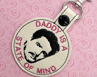 Daddy is a State of Mind, Pedro embroidered key chain, snap tab