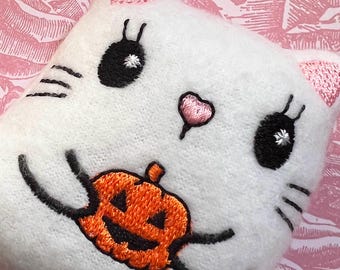 Ghost kitty stuffie, bag tag, plushie bag charm