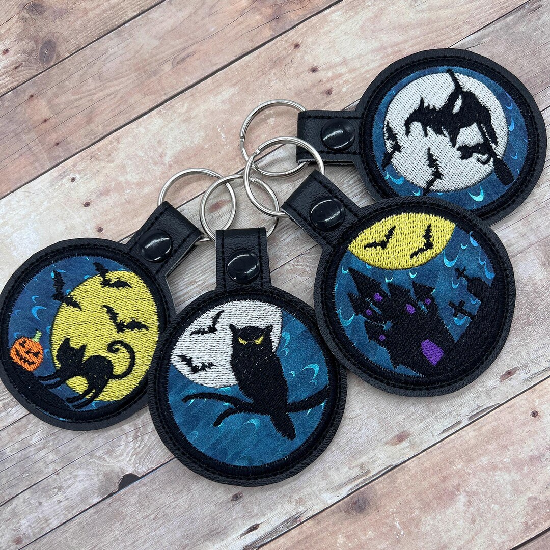 Spooky Keychains, Black Cat, Owl, Haunted House, Witch, Snap Tabs - Etsy