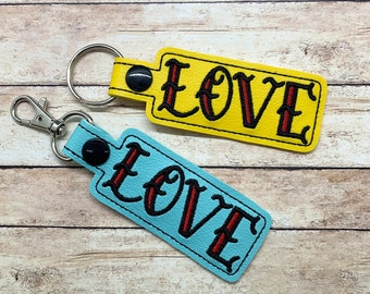 LOVE embroidered key chain.