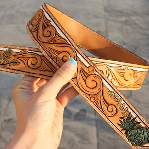 Kids Tooled Leather Belt
