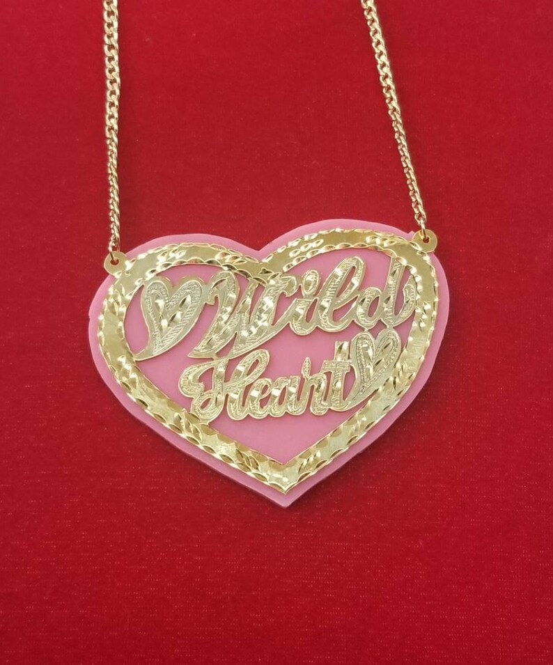 Customized Name NecklacePersonalized Heart Charm Name Plate-Name Necklace Gold Name Necklace-Gift for Her-Birthday Gifts