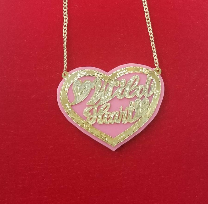 Customized Name NecklacePersonalized Heart Charm Name Plate-Name Necklace Gold Name Necklace-Gift for Her-Birthday Gifts