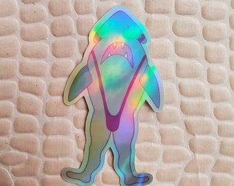 Holographic Reverse Merman Shark Pin-Up Sticker