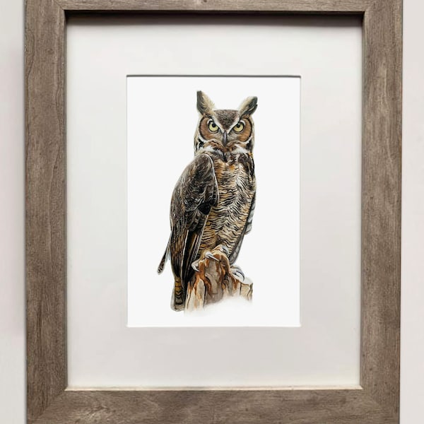 Great Horned Owl- Detailed Print of Oil Painting