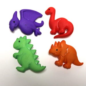 4 Dinosaur Buttons Shank Back Dinosaur Embellishments Dinosaur Craft Supply Dinosaur Novelty Buttons