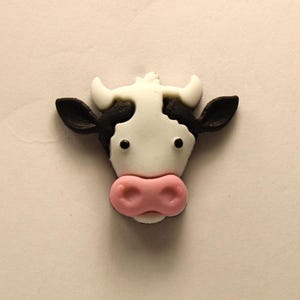 Cow Face Button Shank Back Cow Embellishment Cow Sewing Animal Button Farm Animal Embellishments Farm Animal Button Barnyard Button