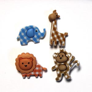 4 Baby Safari Buttons Shank Back Safari Animal Embellishments Safari Caft Supply Elephant Button Lion Button Horse Button With Pacifier