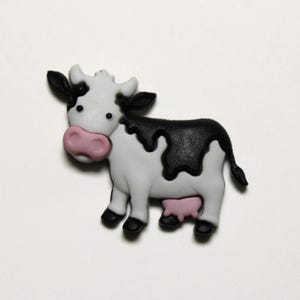 Cow Button Shank Back Cow Embellishment Cow Sewing Animal Button Farm Animal Embellishments Farm Animal Button Barnyard Button