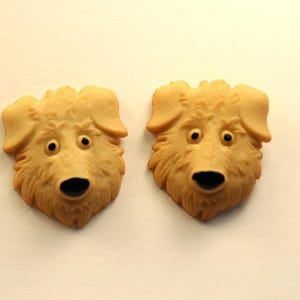 2 Dog Buttons Shank Back Dog Face Buttons Animal Buttons Dog Embellishments Fuzzy Faces Buttons