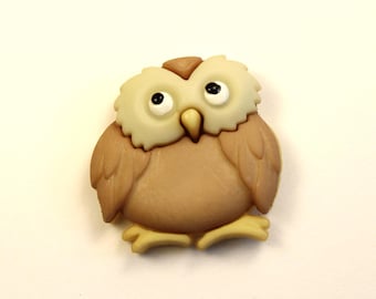 Owl Button Shank Back Owl Embellishment Owl Sewing Forest Animal Button Forest Animal Embellishments Brown Owl Button
