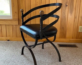 MCM Wrought Iron Curule Chair, Barrel-Back Design : FREE Pickup/Delivery in Ohio!