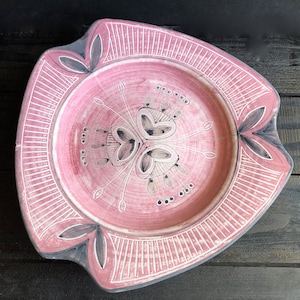 Set/4 Mid-Century Elle Pottery Keramikk Norway Pink Dinner Plates; Danish Modern; Scandinavian Pottery; Pink Pottery; Vintage Pottery