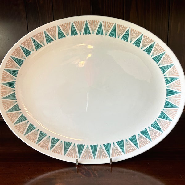 Zodiac by Myott Staffordshire China-Lyke Art Deco Fan Pattern Oval Platter; Myotts China-Lyke Zodiac Pattern; Myott Art Deco Geometric