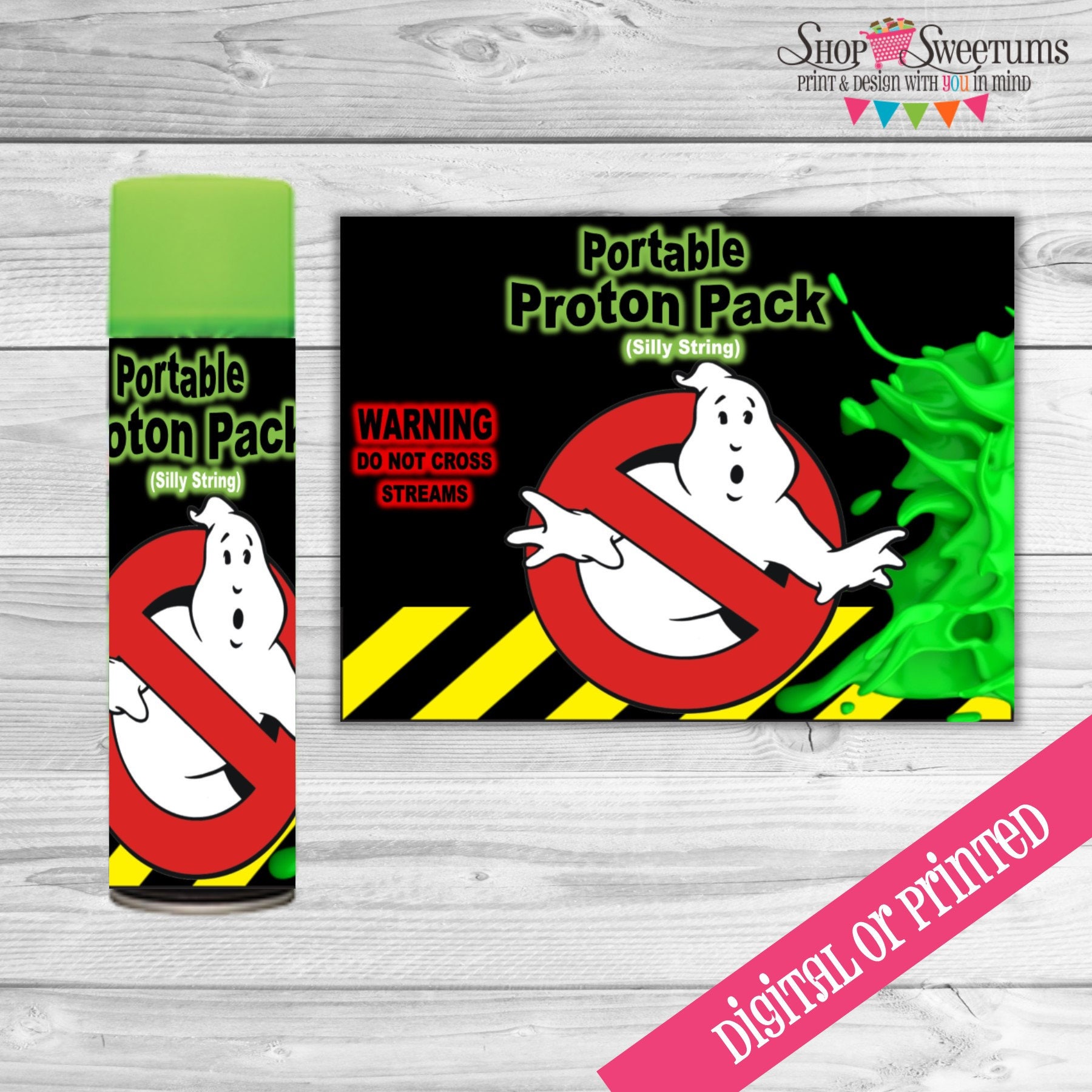 Ghostbuster proton pack silly string labels DIGITAL