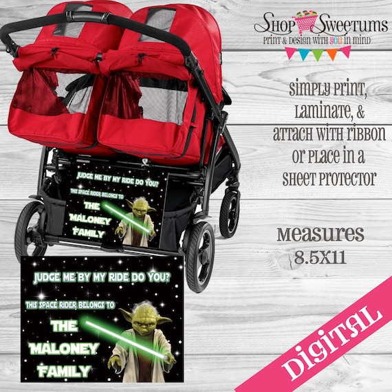 disney yoda star wars stroller tag digital or printed etsy