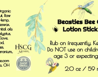 Beasties Bee Gone Lotion Stick - kid safe bug - bug lotion - natural baby safe bug