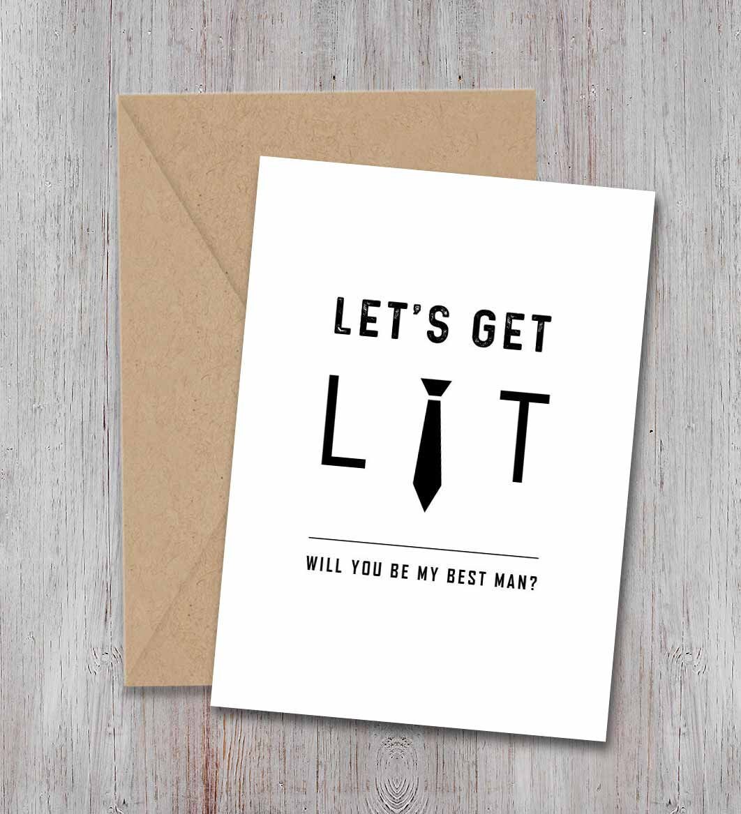 Funny Groomsman Card Let S Get Lit Wedding Party Etsy Funny Groomsman Card Let S Get Lit Wedding Party Etsy