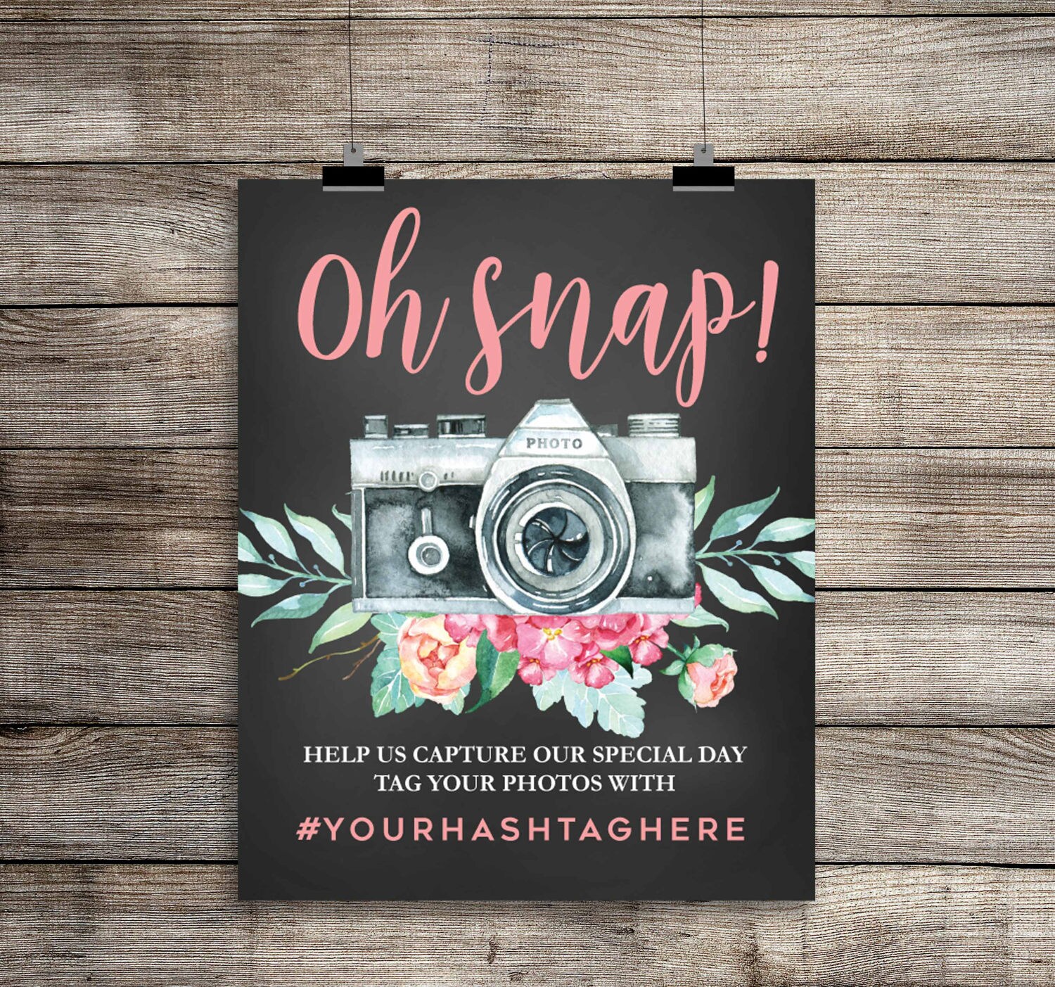 Printable and Editable Oh Snap Hashtag Sign Oh Snap Sign | Etsy