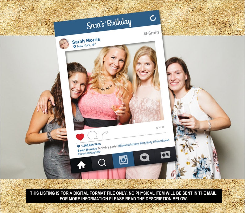 Social Media Photo Frame Photo Booth Prop Digital Printable | Etsy