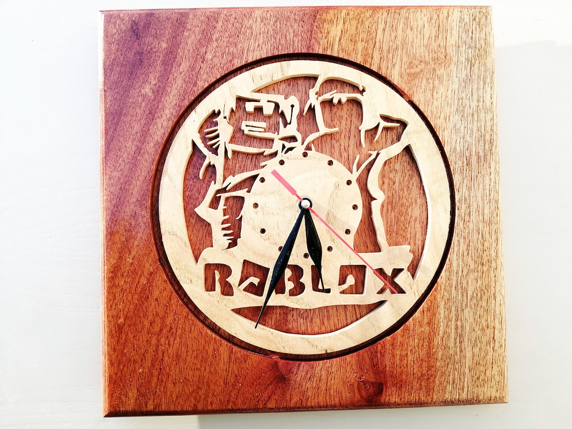 Roblox clock handmade wooden clock wall clock scroll saw Etsy