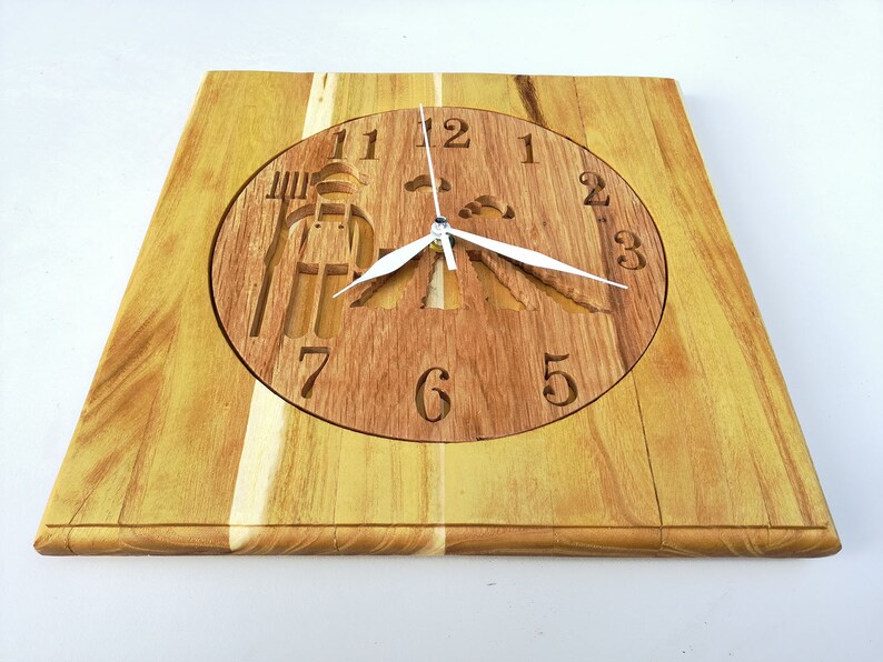 Farmers clock handmade wooden clock wall clock scroll saw Etsy